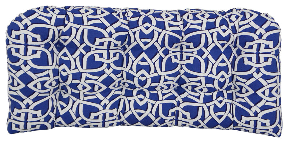 42"X19" U-Shaped Patterned Tufted Settee/Bench Cushion, Graystone Marine