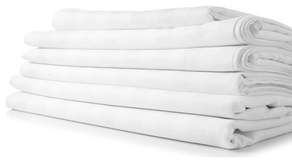 Cypress Linen 6-Piece Luxury Count Soft Sheet Set, Deep Pockets, Striped White,