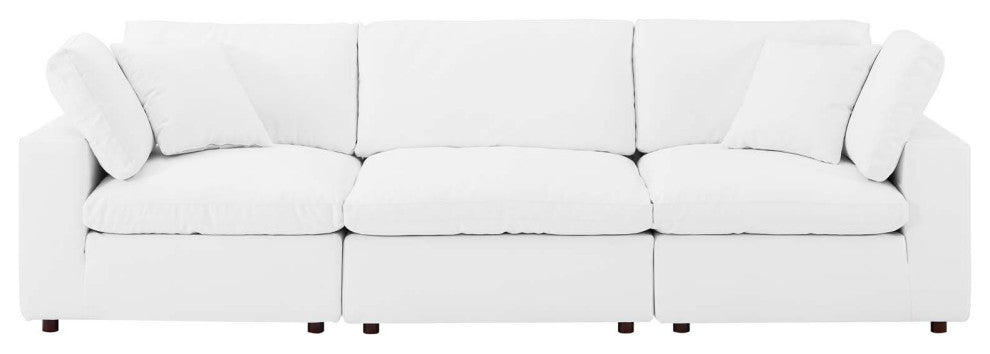 Sofa, Faux Vegan Leather, White, Modern, Living Lounge Hotel Lobby Hospitality
