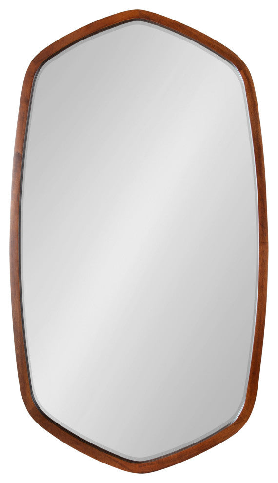 McLean Oval Wood Framed Mirror, Walnut Brown 20x36