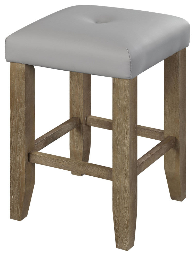 Charnell Counter Height Stool, Set-2, Gary PU and Oak Finish