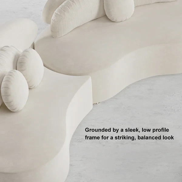 Modern 7-Seat Sofa Curved Sectional Modular Velvet Upholstered & Ottoman