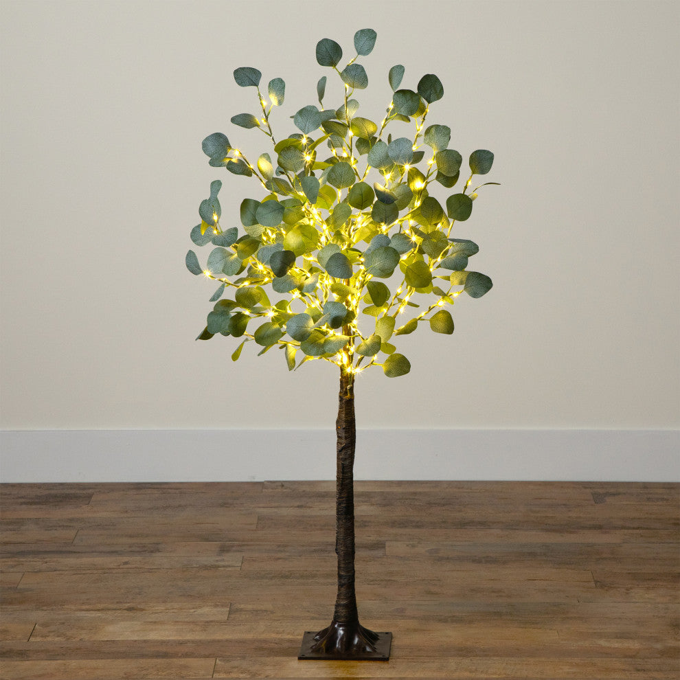 4ft. Lighted Artificial Eucalyptus Tree With 240 Warm White LED Lights
