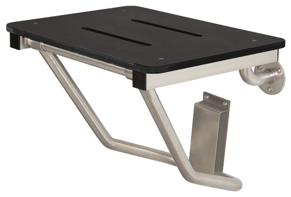 Folding Wall Mount Shower Seat Bench, ADA Compliant, Matte Black, 28"