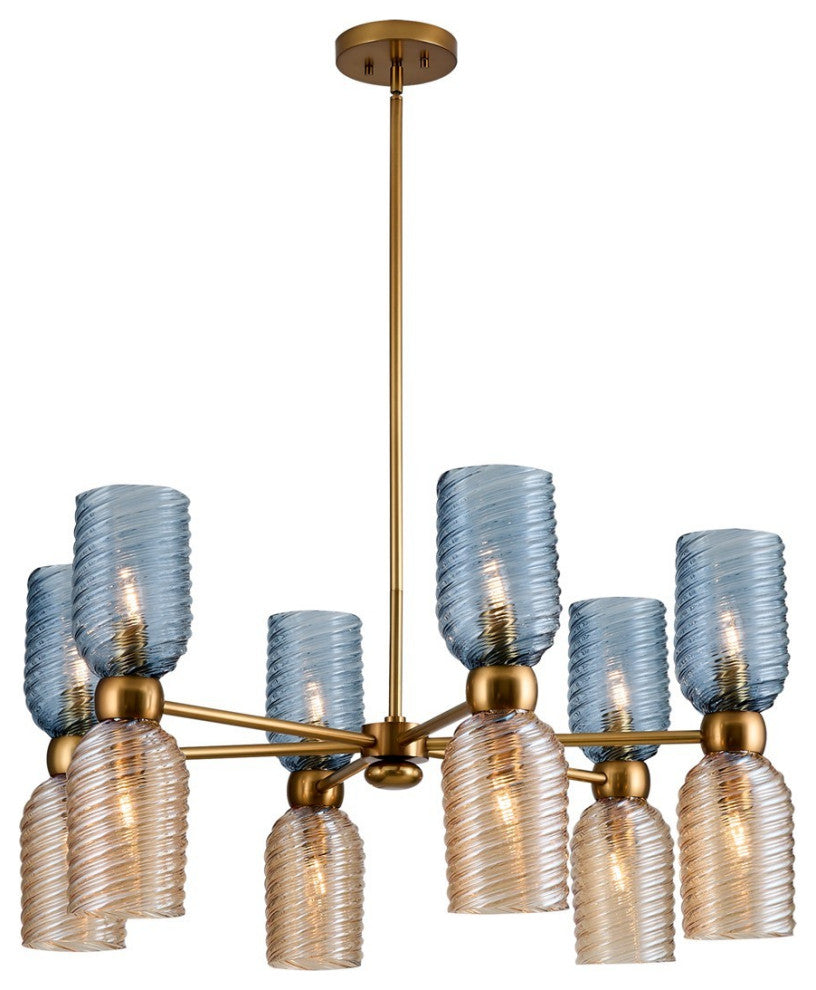 Aged Gold 12 Light Chandelier from the Azul Collection