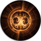 Rounded Orange Glowing Fractal Flower, Abstract Disc Metal Artwork, 11"