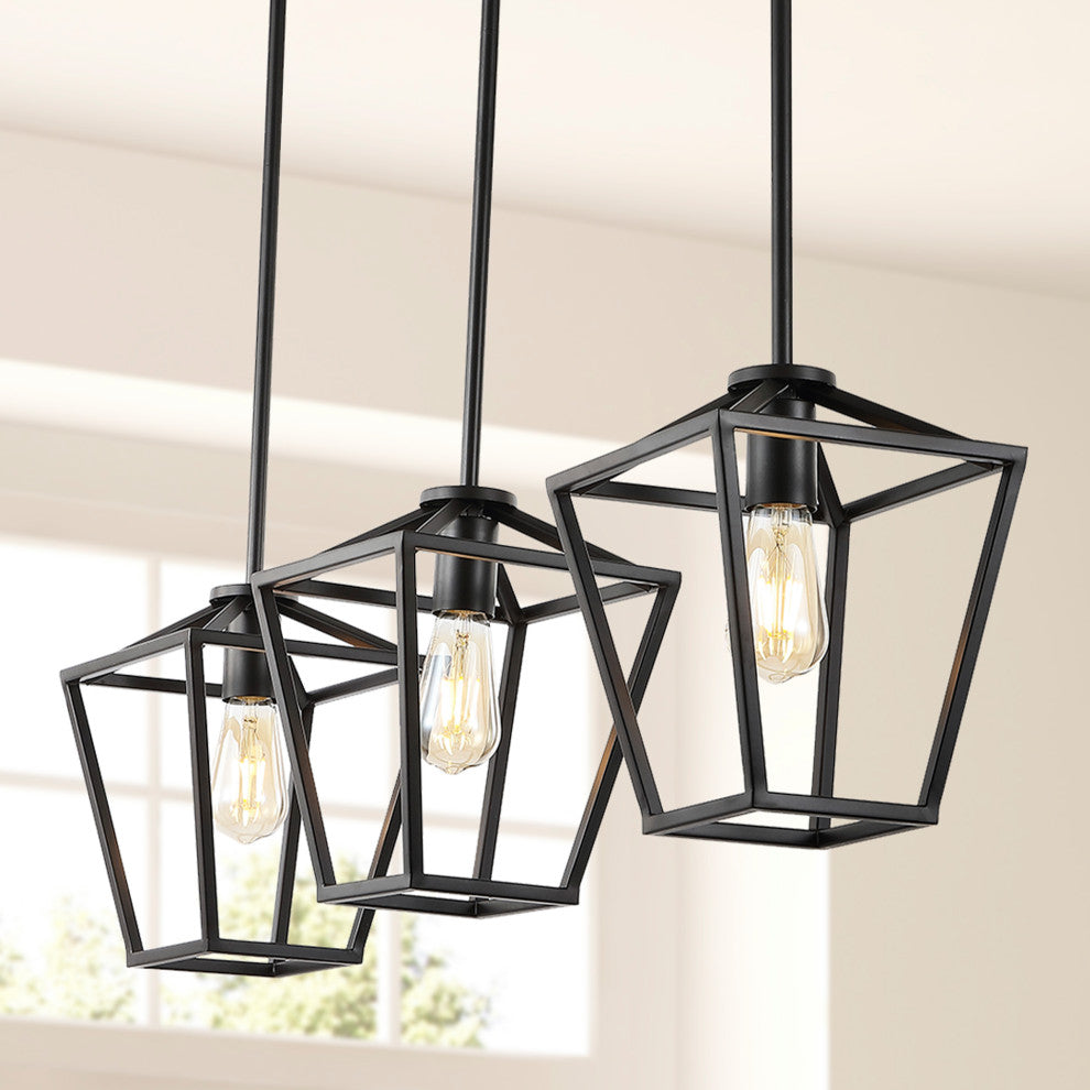 Grace Industrial Farmhouse Iron LED Pendant, Oil Rubbed Bronze, 3-Light