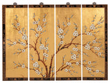 Gold Lacquer Wall Plaque Cherry Blossom