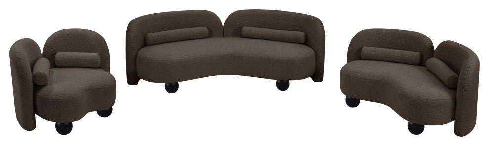 Daphne Upholstered Chair/Loveseat/Sofa, Brown, Boucle Fabric, Sofa