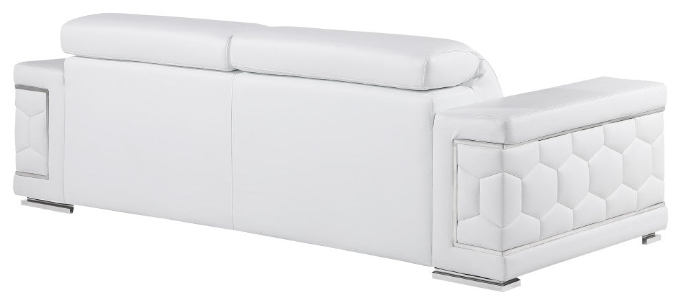Oliver Genuine Leather Sofa, White