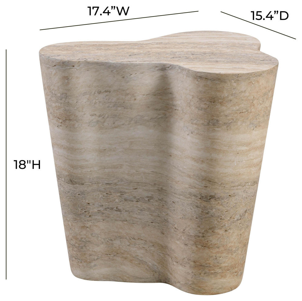 Slab Faux Travertine Short Side Table