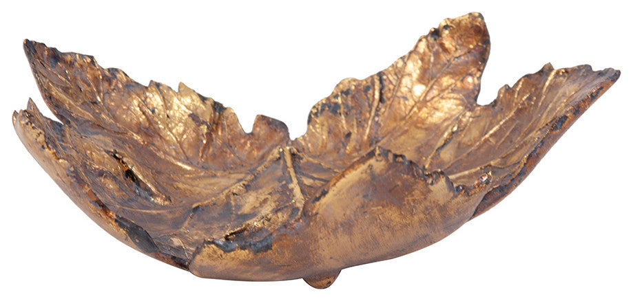 Antique Gold Maple Leaf Tray, Large