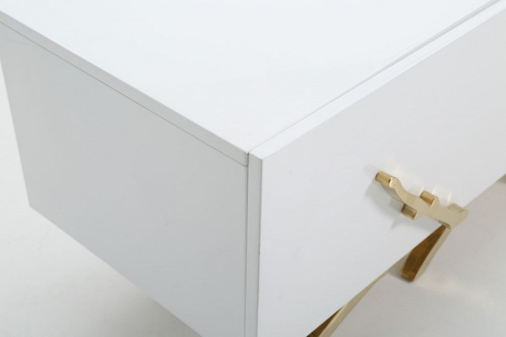 Modrest Legend 87"-Wide Modern White Gold TV Stand