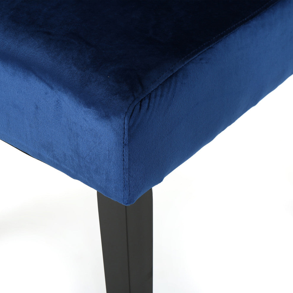 GDF Studio Leona Tall Back Tufted New Velvet Dining Chairs, Set of 2, Navy Blue