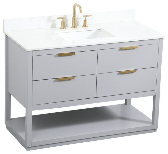 48" Single Bathroom Vanity, Gray, With Backsplash