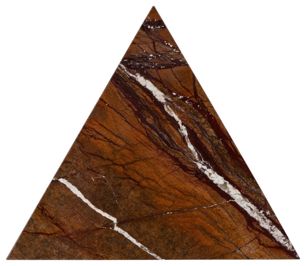 Addis 16.5 in. W Triangular Marble and Iron Pyramid Side Table