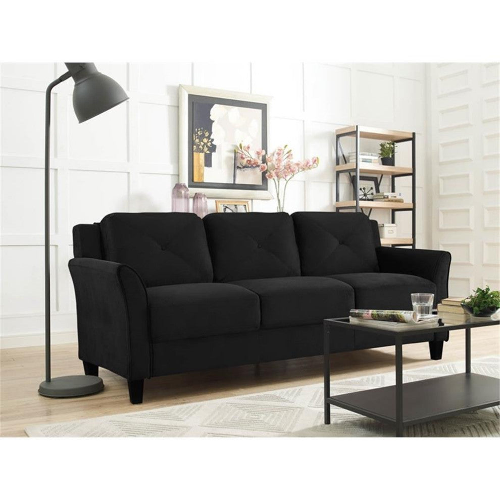 Home Square Transitional 2 Piece Set with Sofa and Loveseat in Black