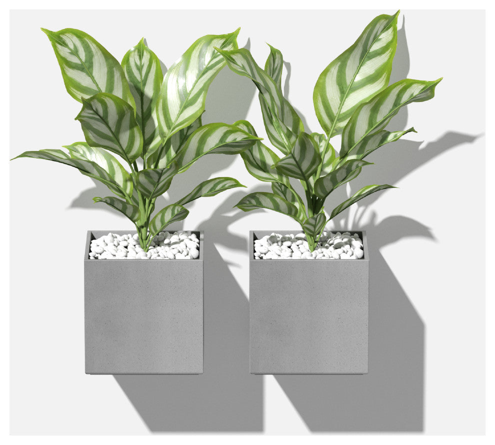 Veadek Geo Series Hanging 5" Planter, Grey, 5", 2 Pack