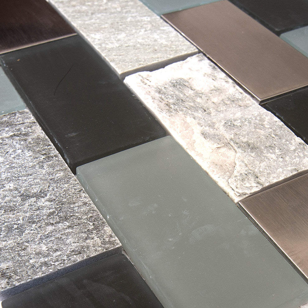 Glass, Stone and Metal Mosaic Tile, Granada, Big Brick, Sample
