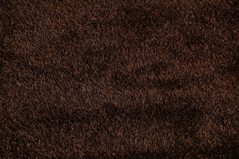 Brown Contemporary Plush Shaggy Oriental Area Rug Hand-tufted Carpet 5x7