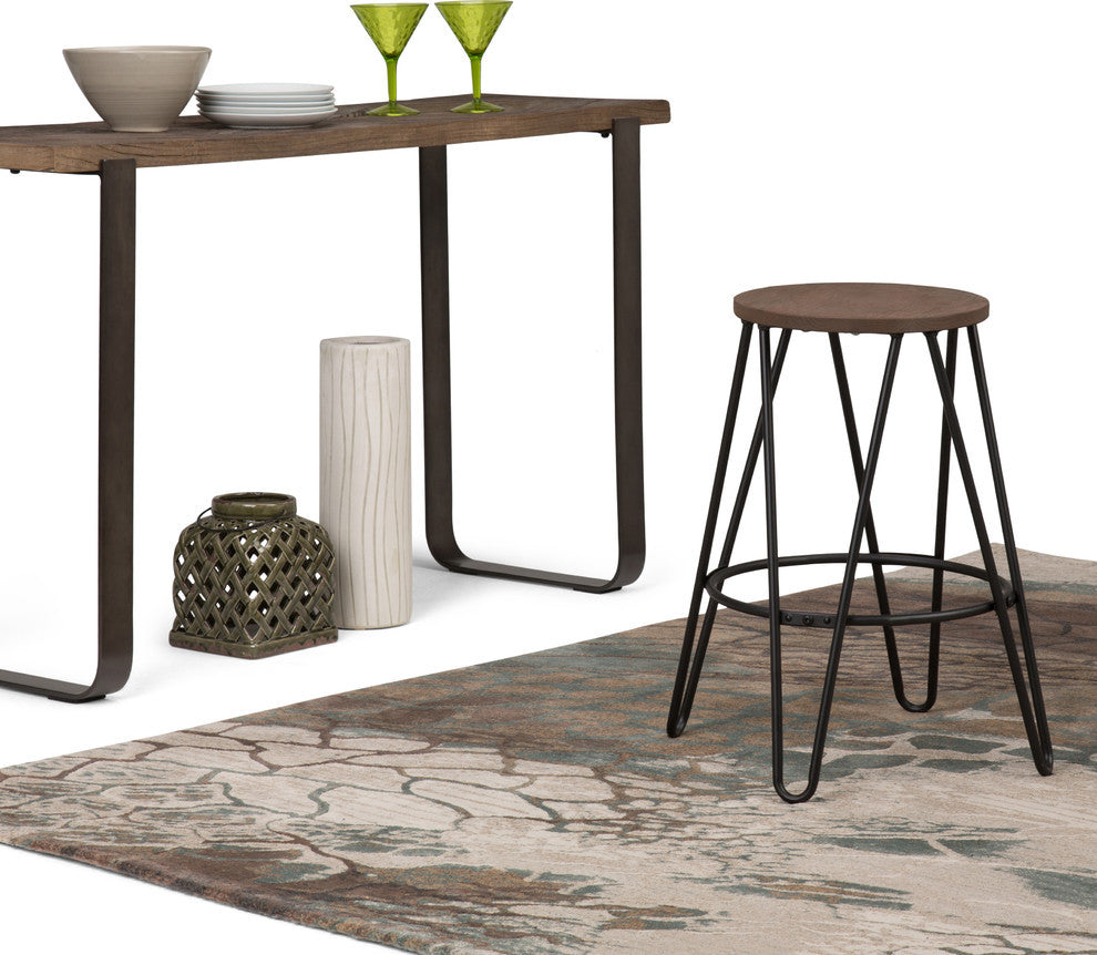 Simeon 24 inch Metal Counter Height Stool with Wood Seat