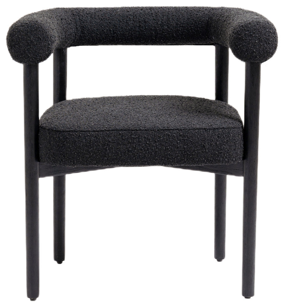 Hyatt Boucle Fabric Upholsetered Dining Chair, Black, Black Finish