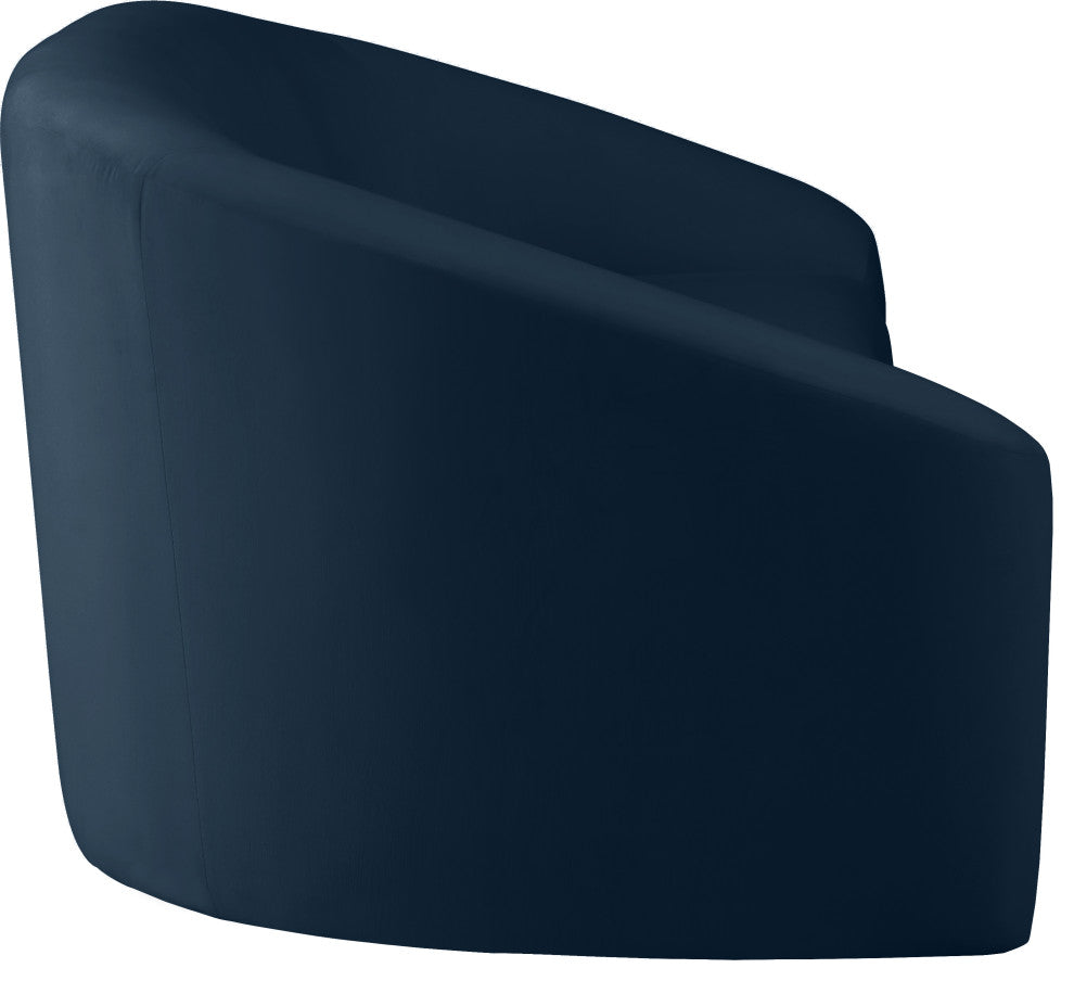 Riley Velvet Upholstered Rounded Loveseat, Navy