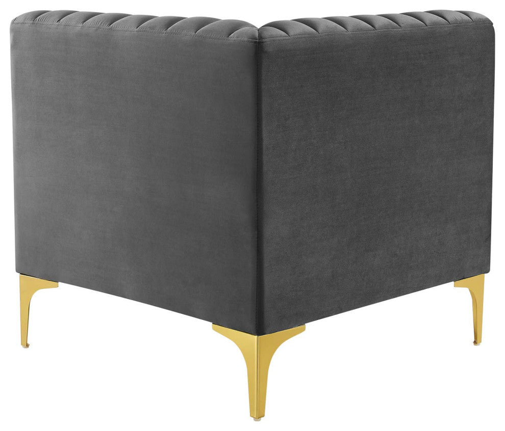 Triumph Channel Tufted Performance Velvet 6-Piece Sectional Sofa - Gray