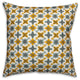 Folk Floral Battern, Yellow and Blue Throw Pillow, 18"x18"