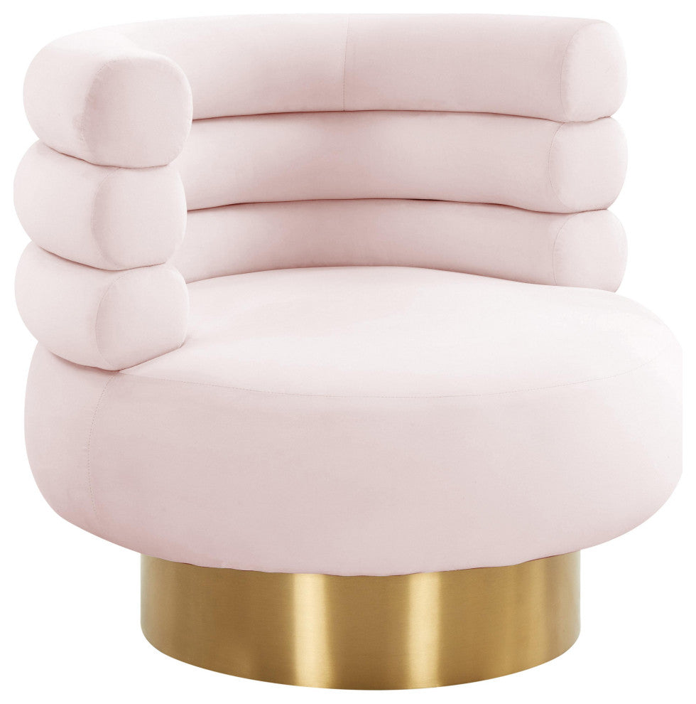 Naomi Blush Velvet Swivel Chair, Blush