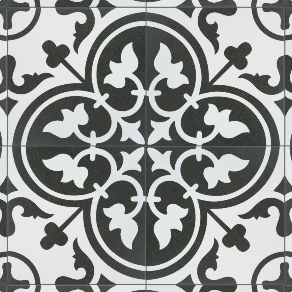 Arte Clover Black Porcelain Floor and Wall Tile