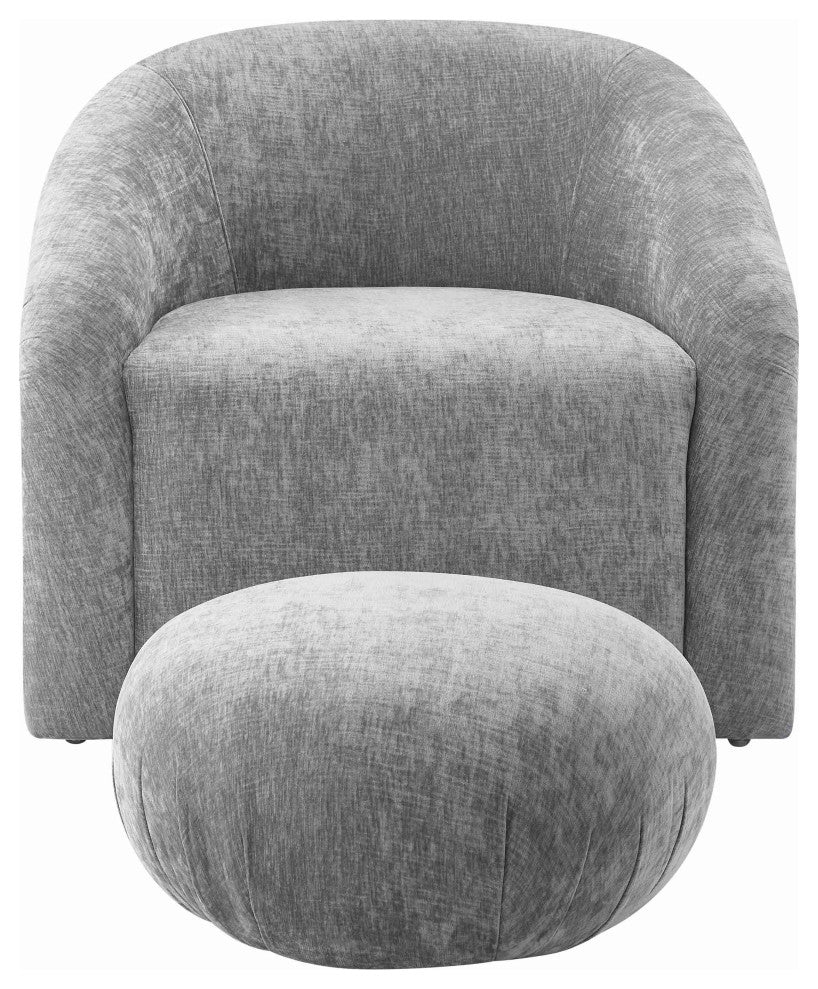 Boboli Grey Chenille Chair + Ottoman Set - Grey