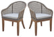 Set of Two Outdoor Teak Patio Dining Chair with Cushions