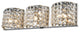 3-Light Clear Crystal Covered Wall Sconce With Chrome Frame