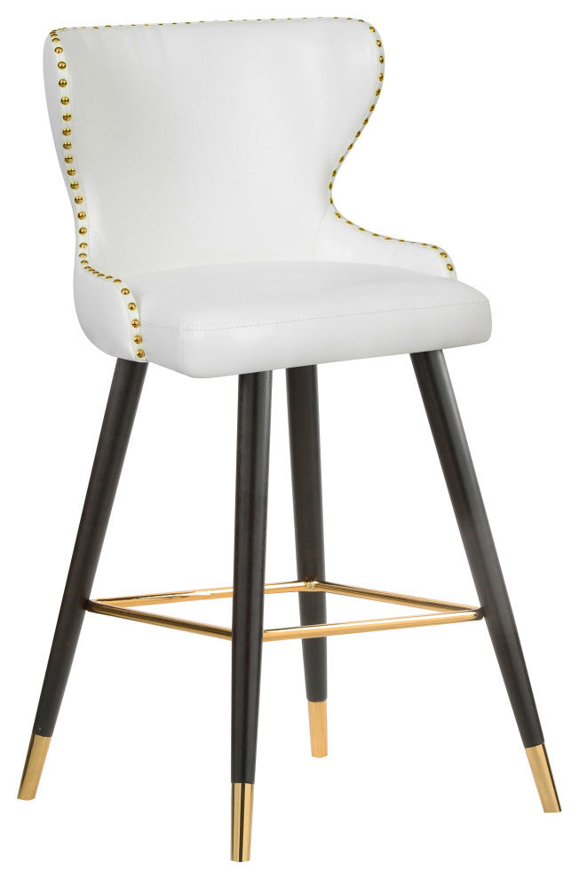 Hendrix Faux Leather Upholstered Bar Stool, Set of 2, White