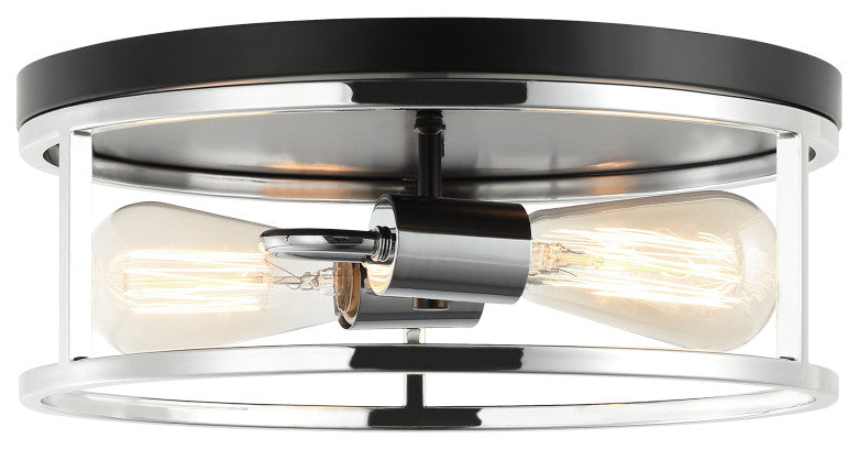 Matteo Lighting M15502BKCH Flush Mount Light, Black / Chrome Finish