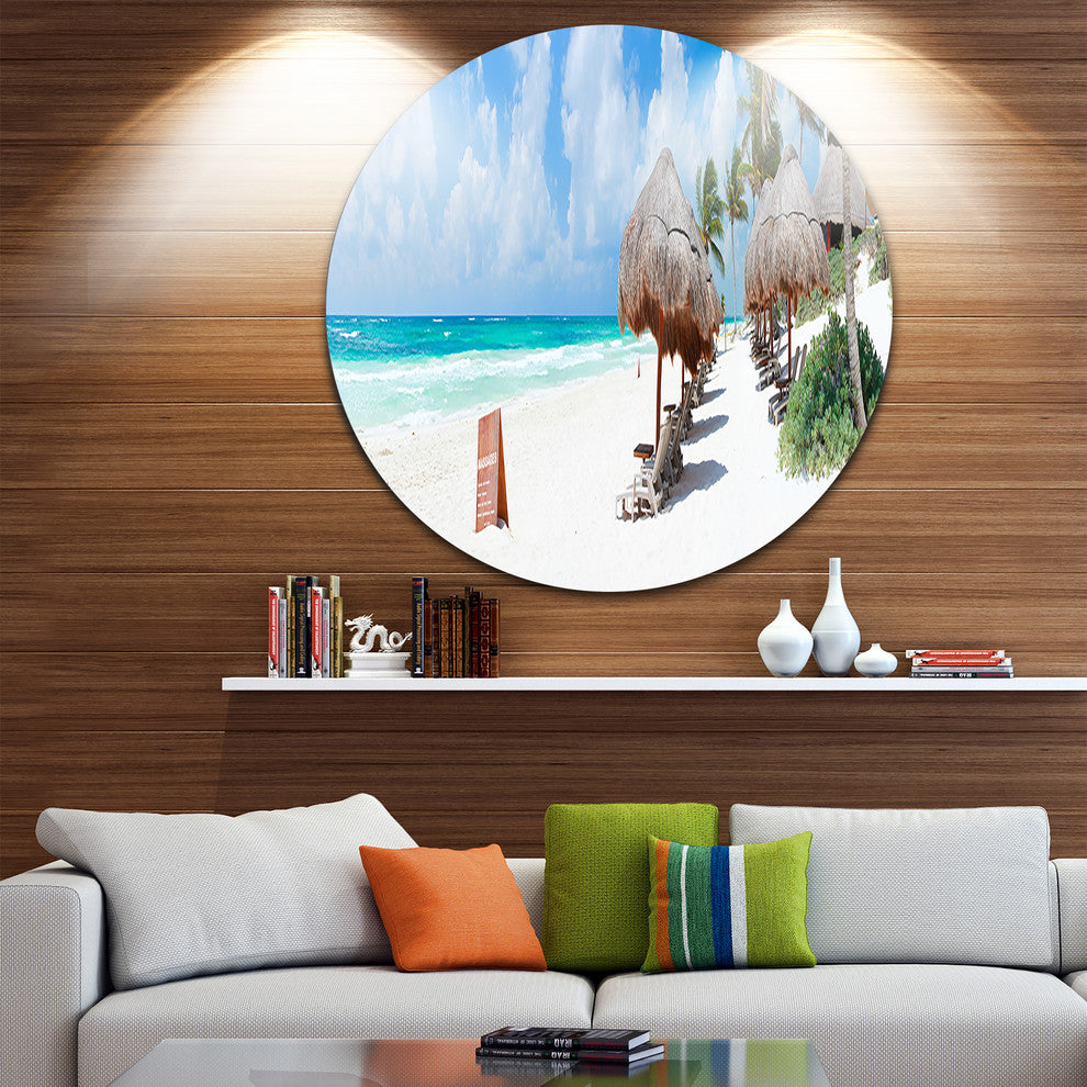 Caribbean Beach Panorama, Landscape Photo Round Wall Art, 11"