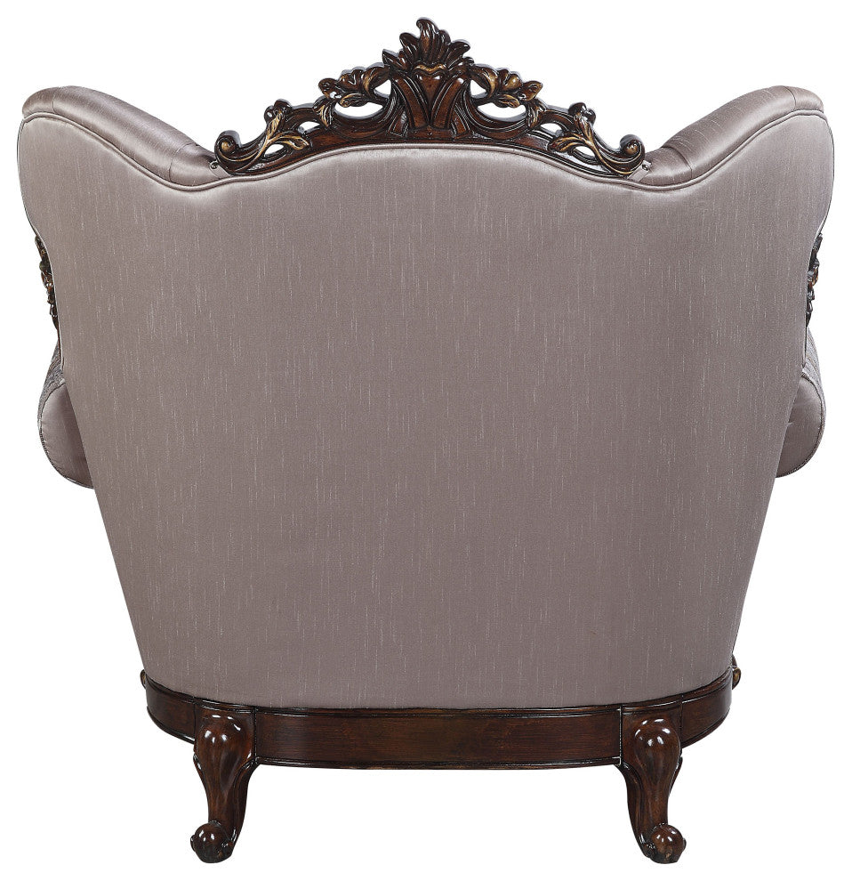 ACME Benbek Chair With Pillow, Fabric and Antique Oak Finish