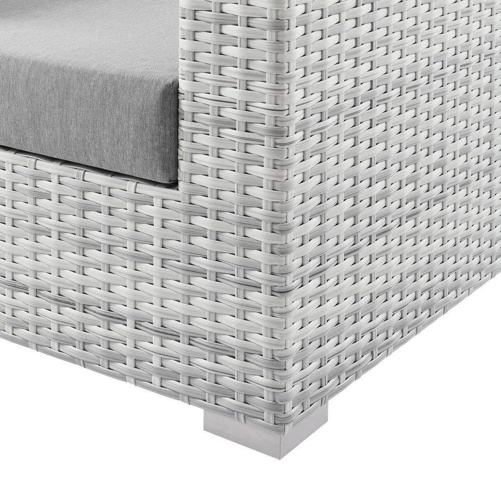 Lounge Loveseat Sofa, Rattan, Wicker, Gray, Modern, Outdoor Patio Bistro
