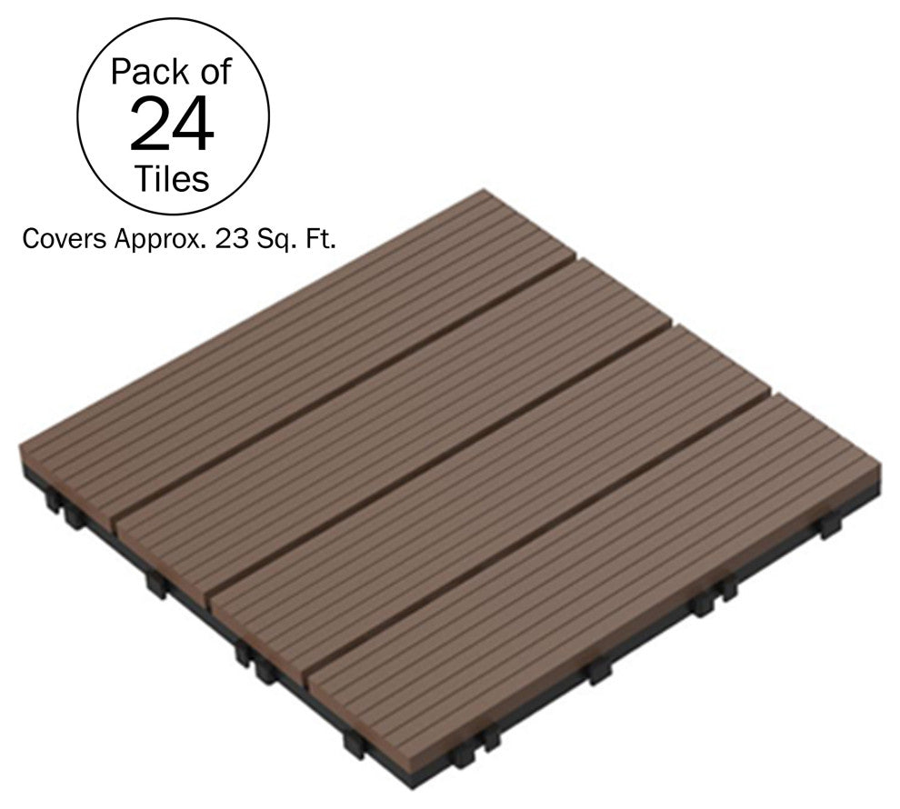 24-Pack Wood Plastic Composite Interlocking Deck Tiles Outdoor Flooring