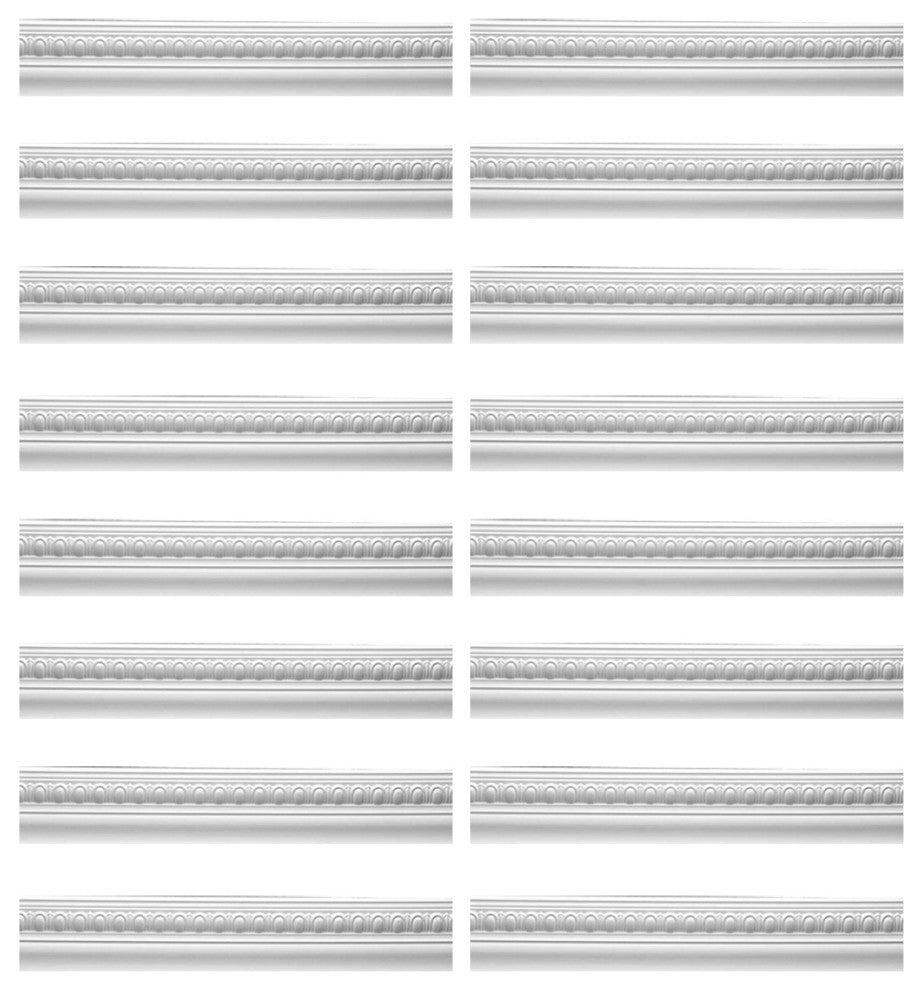 Cornice White Urethane Jefferson Ornate Design 16 Pieces Totaling 1516" Length