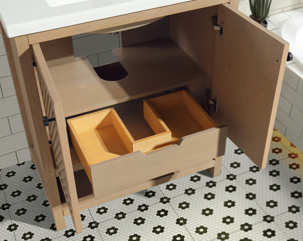 Selena Bathroom Vanity, Oak, 30", Single Sink, Freestanding