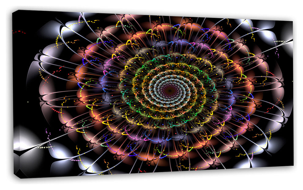 Multicolor Abstract Spiral Flower, Oversized Abstract Canvas Art, 32"x16"