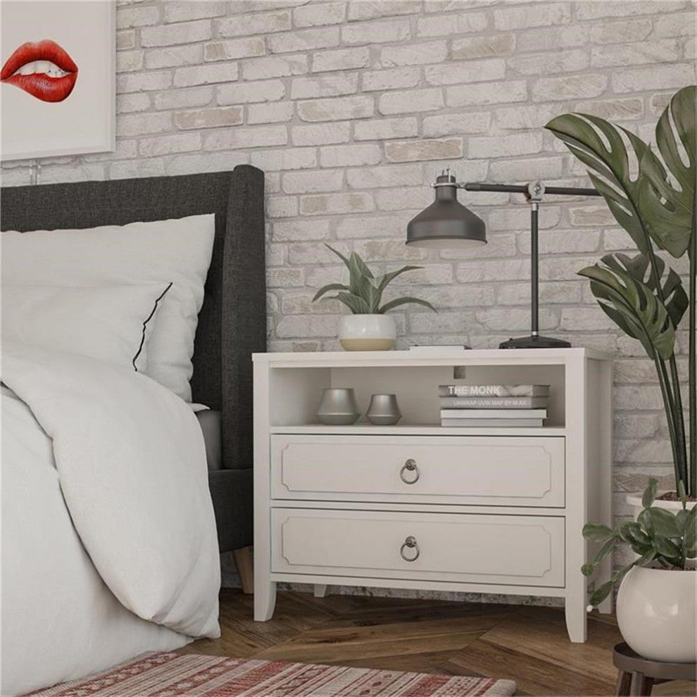 Novogratz Her Majesty 2 Drawer Nightstand in Soft White
