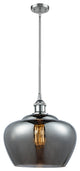 1-Light Large Fenton 11" Pendant, Polished Chrome, Glass: Plated Smoke