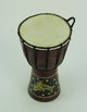Aboriginal Dot Painted Dolphin Wooden Coastal Theme Djembe Drum 11" Tall