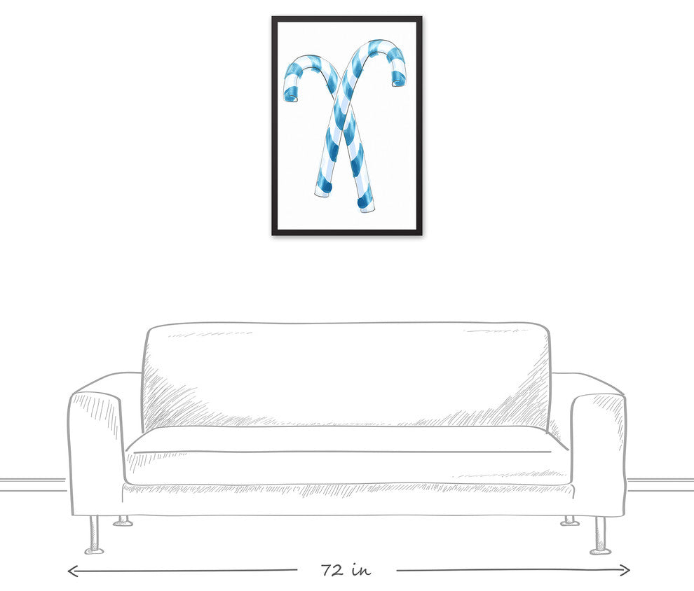Blue Candy Canes 20x30 Black Framed Canvas