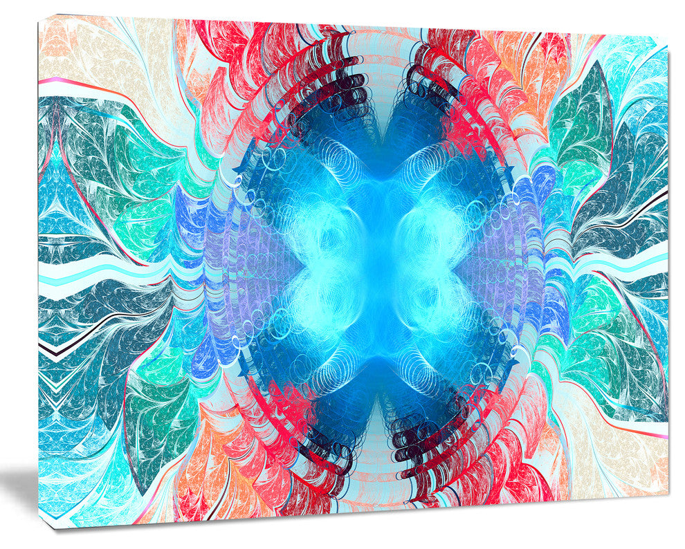 Extraordinary Fractal Blue Texture, Oversized Abstract Canvas Art Print, 60x40