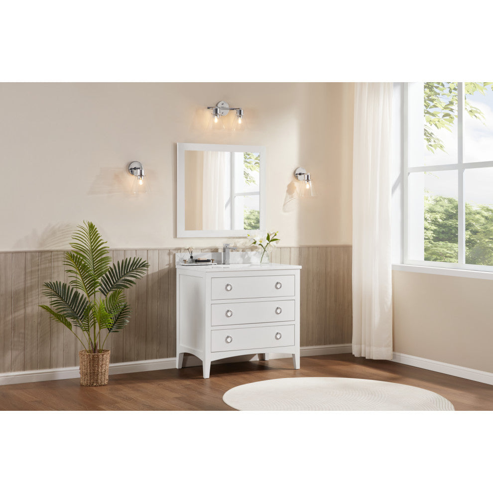 Legion Furniture WS2518 Series Bathroom Sink Vanity, White, 36", Artificial Stone Top, Single Sink