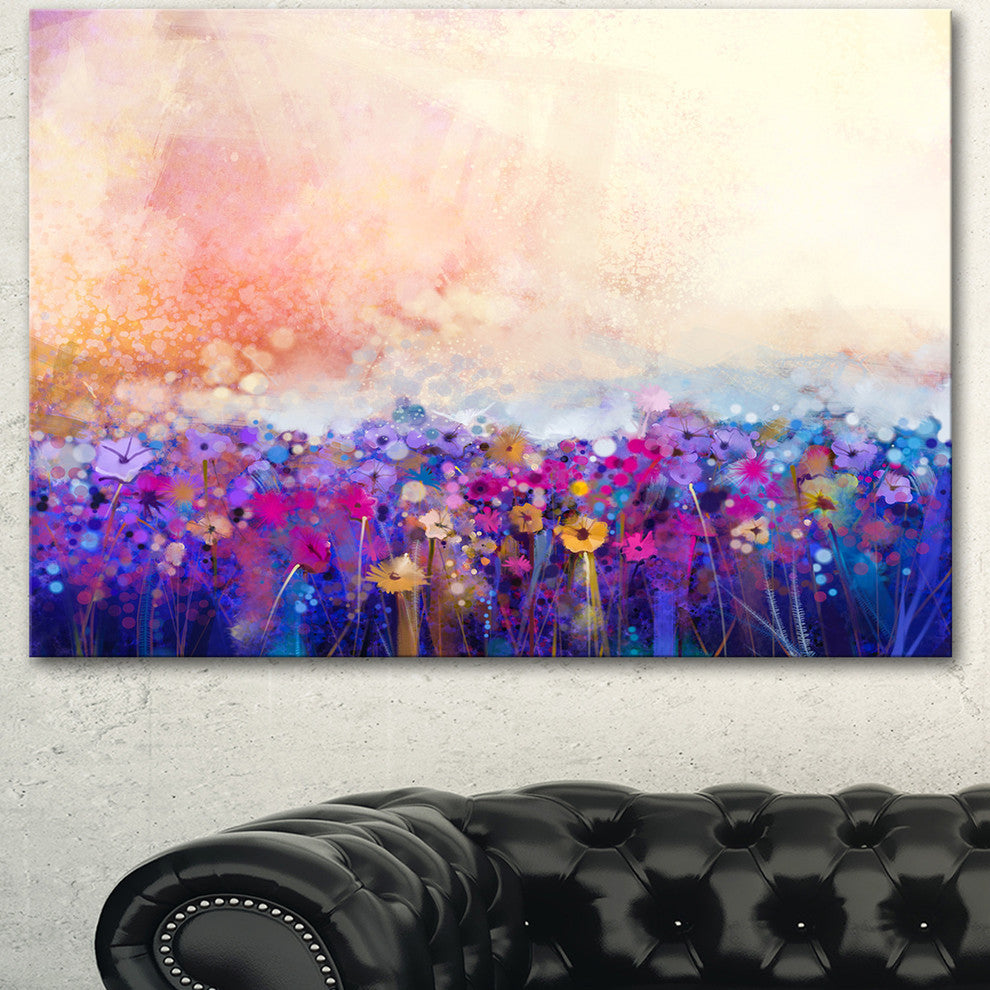 Abstract Flower Watercolor Painting, Large Floral Canvas Art Print, 40"x30"